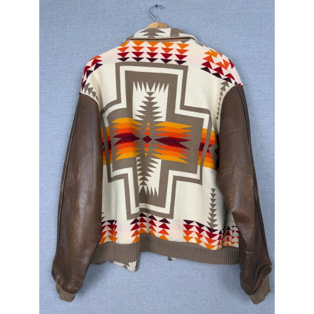 Vintage Pendleton Chief Joseph Wool Leather Bomber Jacket Mens XL Southwestern - Picture 2 of 6